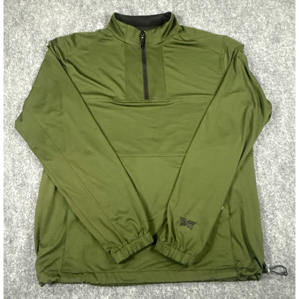 PXG Mens Quarter Zip Golf Pullover Olive Green Mesh Performance Top Large